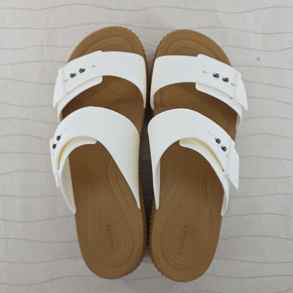 Crocs Womens Brooklyn Woven Buckle Chalk White Platform Sandals Shoes Size 9 - Picture 7 of 12